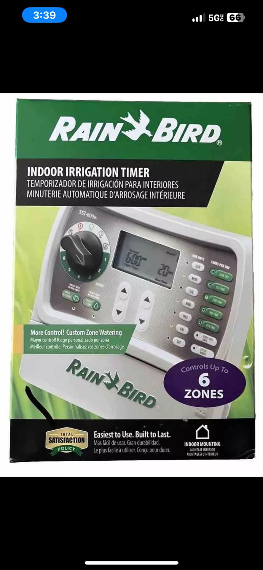 Rain Bird SST-600in Simple to Set Irrigation Sprinkler Timer Indoor 6 Zone
