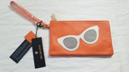 NWT Ora Delphine Sunglasses Orange Wristlet Genuine Leather
