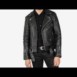 Vintage Leather Jacket Biker Insulated Jacket XL