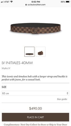 Louis Vuitton white mens LV belt. $490.00