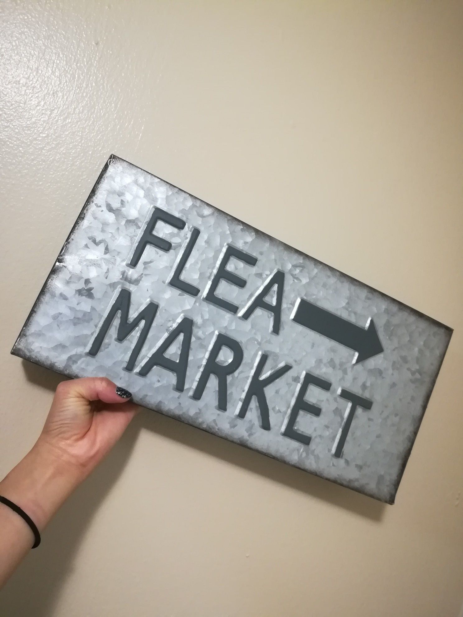 Galvanized Steel Flea Market Sign Home Decor Lot