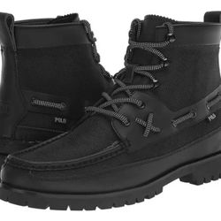 Polo Ralph Lauren Ranger Men's Triple Black Waterproof Mid Top Combat Boots, 11 M 