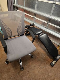 $20 for both! Marcy Workout Bench  and Gray Fabric Office Chair