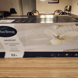 Harbor Breeze Waveport 52-in Indoor/Covered Outdoor Ceiling Fan with LED Light -BRAND NEW 