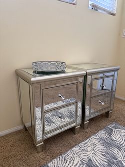Mirrored Nightstand Set of 2