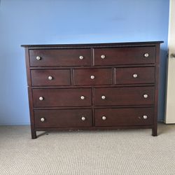 Dresser - Large, Polished Antique Wood, 9 Drawers