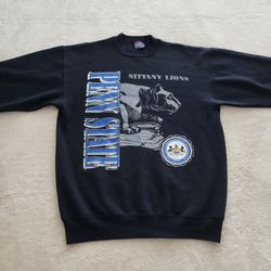 Vintage 90s Penn State University Crewneck Sweatshirt, Men's Size XL - Black