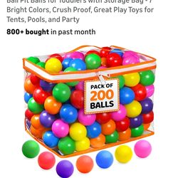 CHILDREN'S COLORFUL BALL PIT BALLS W/STORAGE BAG - INCLUDES 200 BALLS ONLY(NO PIT)