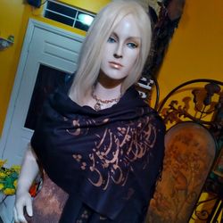 Large Ladies Scarf (Black with Gold) #4