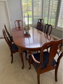 Cherry dining table 8 chairs and sideboard