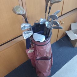12 Golf Clubs and Caddy