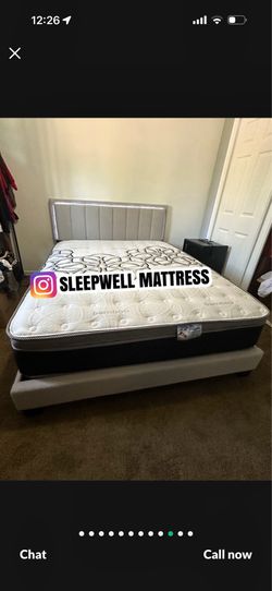 New Queen bed frame with mattress