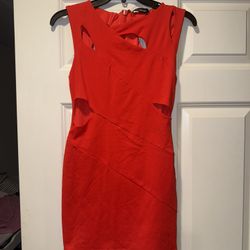 BEBE Red Mini Dress With Cutouts Size S In Pristine Condition