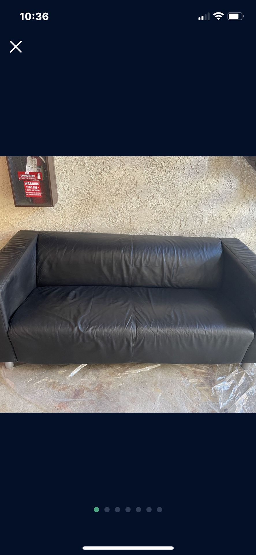 Mid Century Style, Black Leather Sofa With Silver Legs