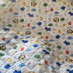 Vividvibebearpas Reversible dog pattern quilted mattress topper