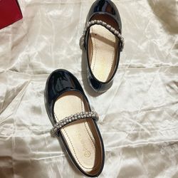 Dream Pairs Toddler Girls Mary Jane Flat Dress Shoes Rhinestones Wedding Kids SERENA-100-KIDS BLACK/PAT Size 11