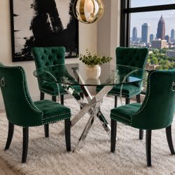 Glass dining room table and chairs
