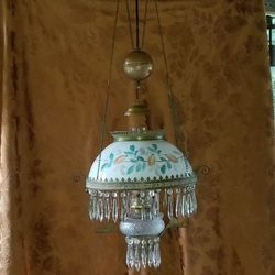 Antique Hanging Library Oil Lamp