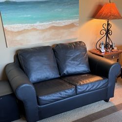 Black Leather Loveseat- IKEA
