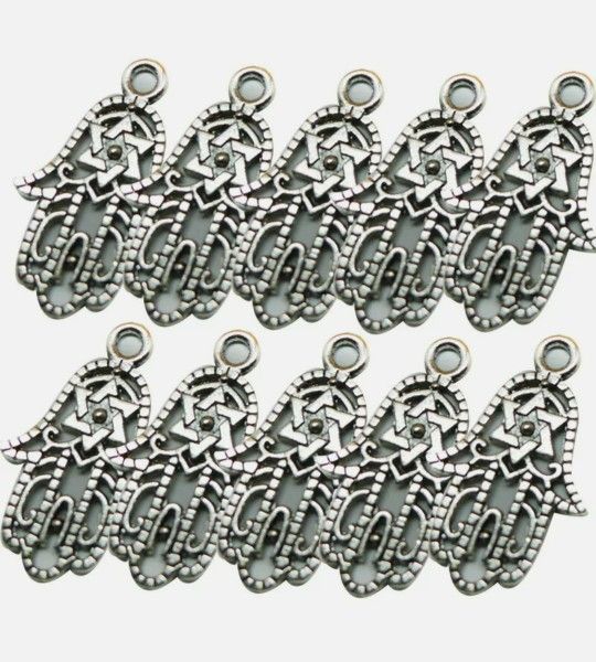 NEW 10Pcs Antique Silver Hamsa Hand Filigree Charms Pendants Lots DIY. Perfect for necklaces or bracelets. I bundle so please check out my other diy