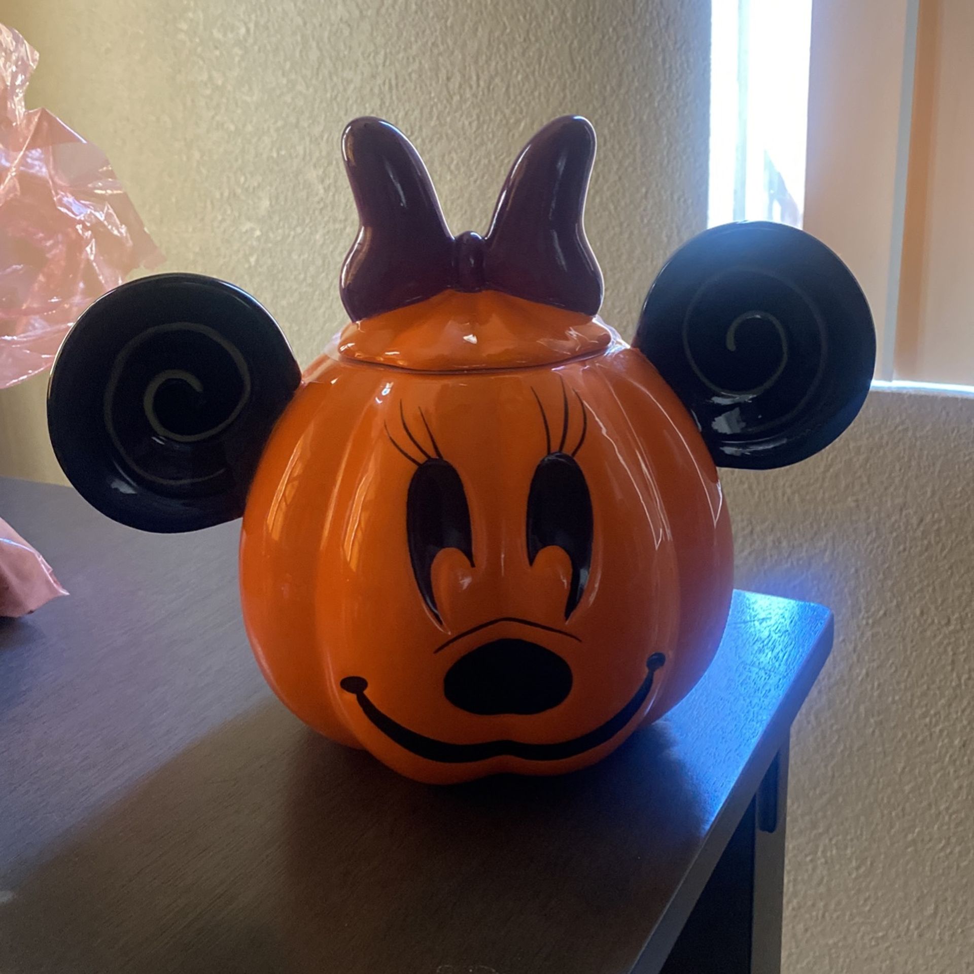 Minnie Mouse Pumpkin Cookie Jar Canister Disney Halloween