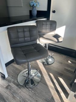 Two Grey Adjustable Bar Stool