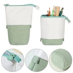 Retractable Pencil Case Pop-up Corduroy Solid Color Cute Deformation Bag Pencil Change Cosmetics Portable

