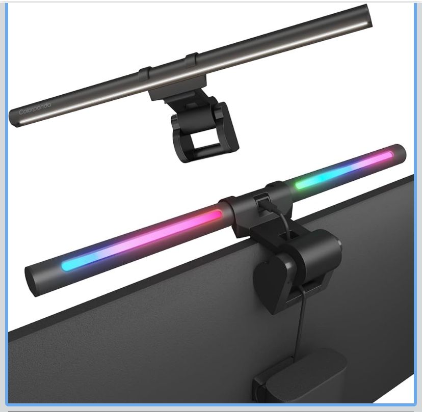 RGB Monitor Light Bar, LED Dual Light Source Adjustable Cool Mix Warm Light Color