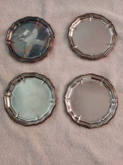 Set of 4 Vintage Bossi Italy Silver-Plated Small Serving Plates