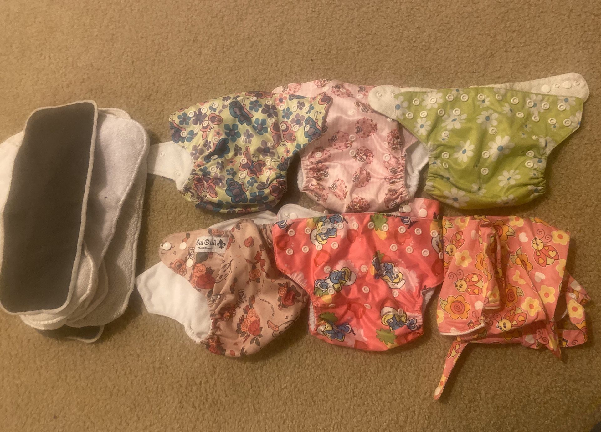 5 Cloth Diapers (Pockets) / 10 inserts / 1 wetbag included