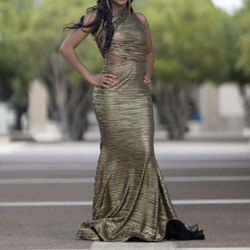 Gold & Black Prom Dress