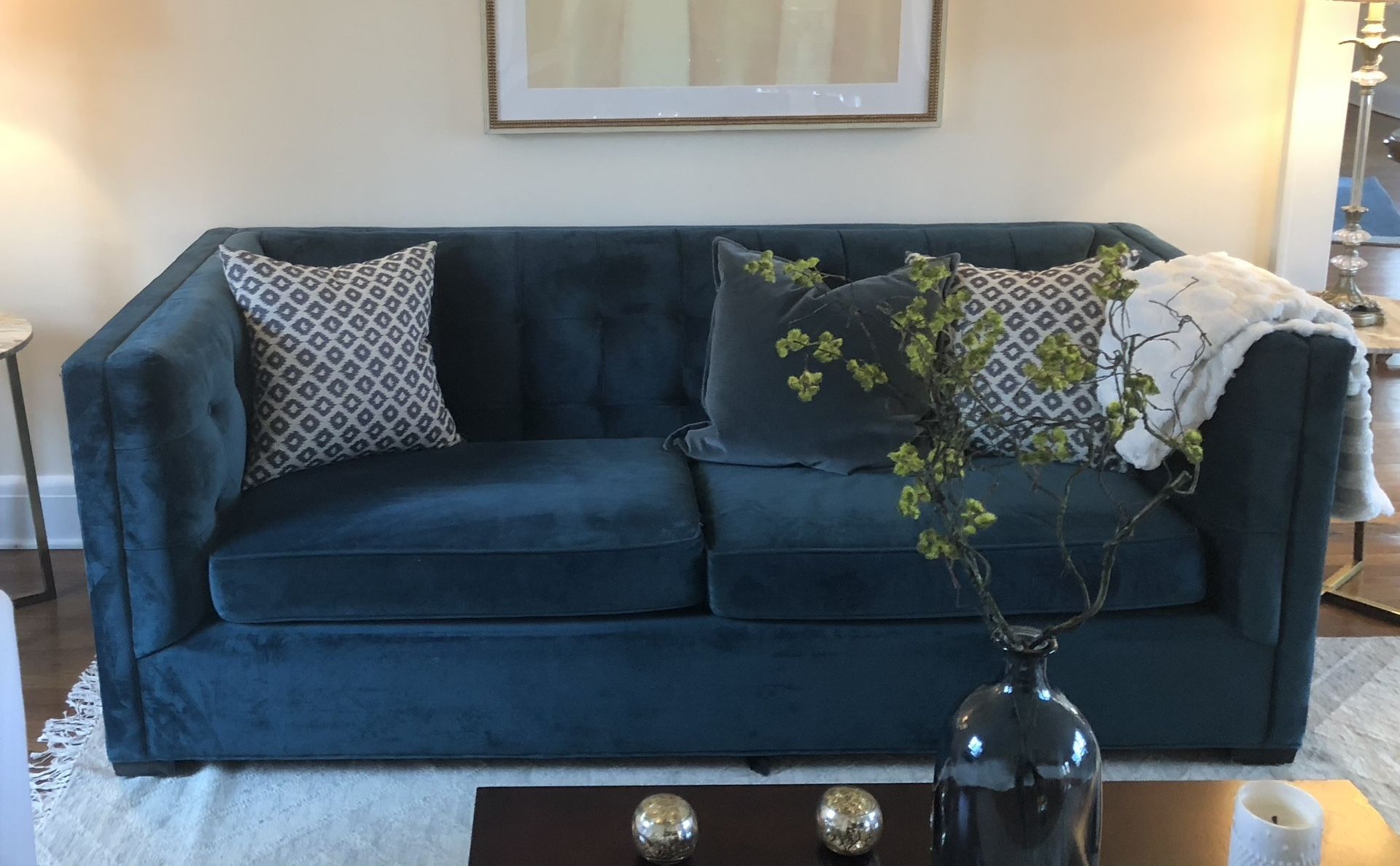 Tuxedo Sofa, Velvet, 3 seater, Jewel-Toned