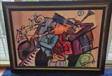 Framed Art--Men playing horns