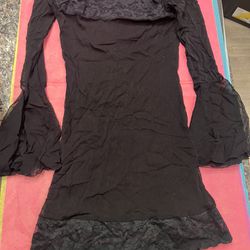 1990s Black See-Through Lace Dress
