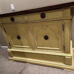 Vintage Antique Sideboard Unusual Carving And Hardware