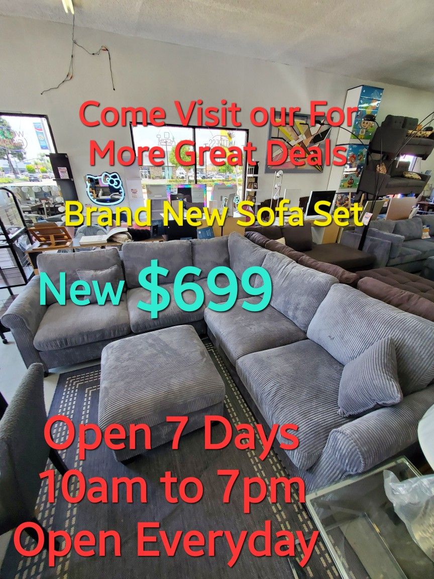 New Beautiful Comfortable Gray Corduroy Smooth Sofa Set Couch Special Come Visit Our Store In Paramount