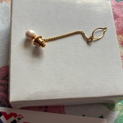 Vintage Faux Pearl Tie Tack Gold Coloration