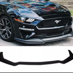 Fits 18-22 Ford Mustang GT Style Front Bumper Lip Spoiler Kit Unpainted Black PP