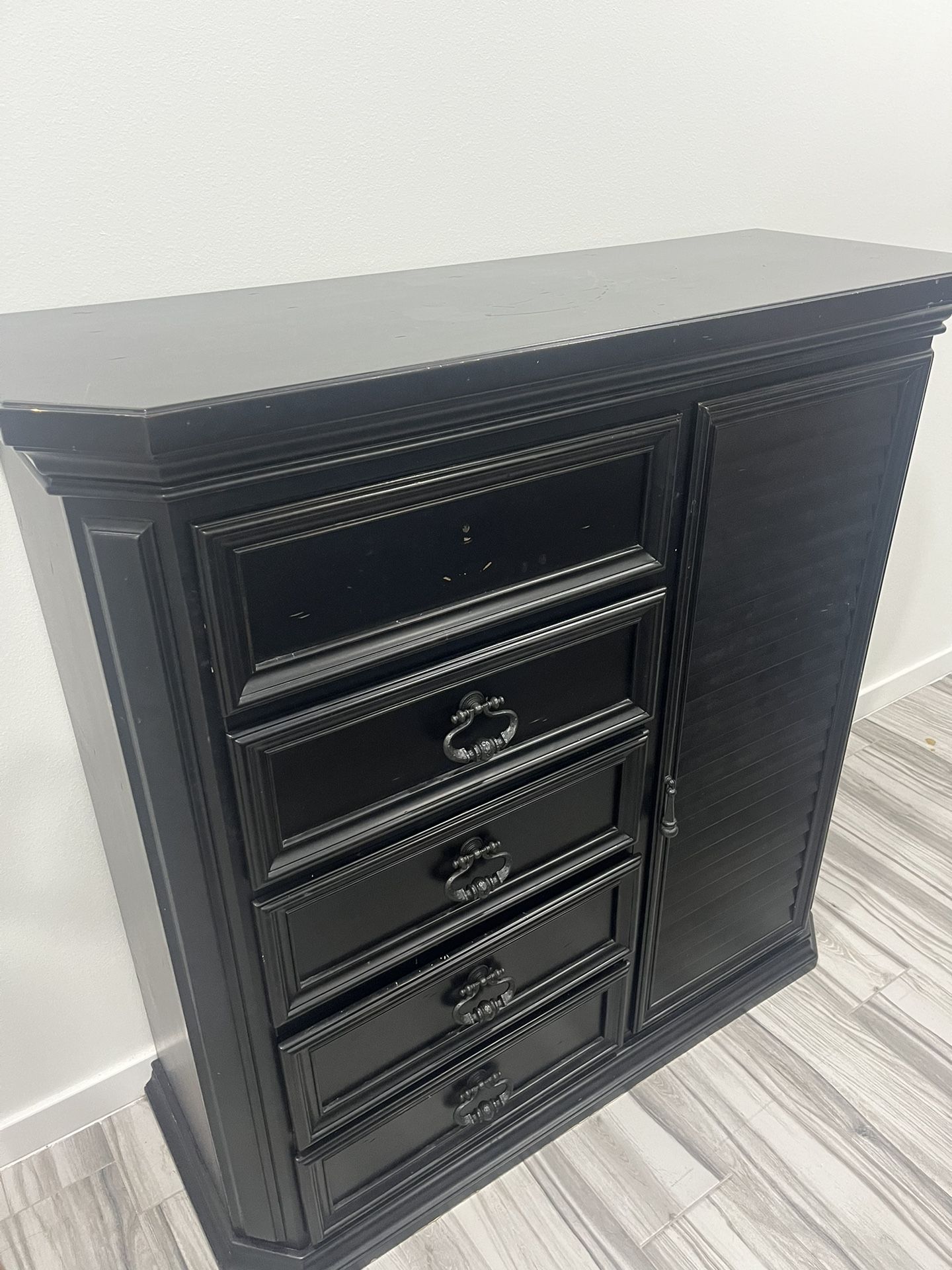 51 Inche Black Wood Dresser. Heavy Wood -great For Storage
