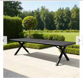 Aluminum Dining Table with Umbrella Hole for 10-14 Person New tb071blk350
