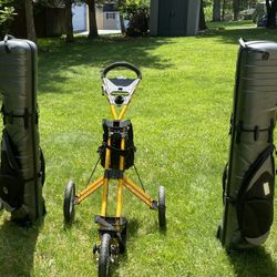 Golf Push Cart And Hard Case Travel Bags