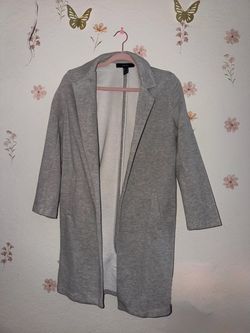 Forever 21 Gray Open Front Long Blazer