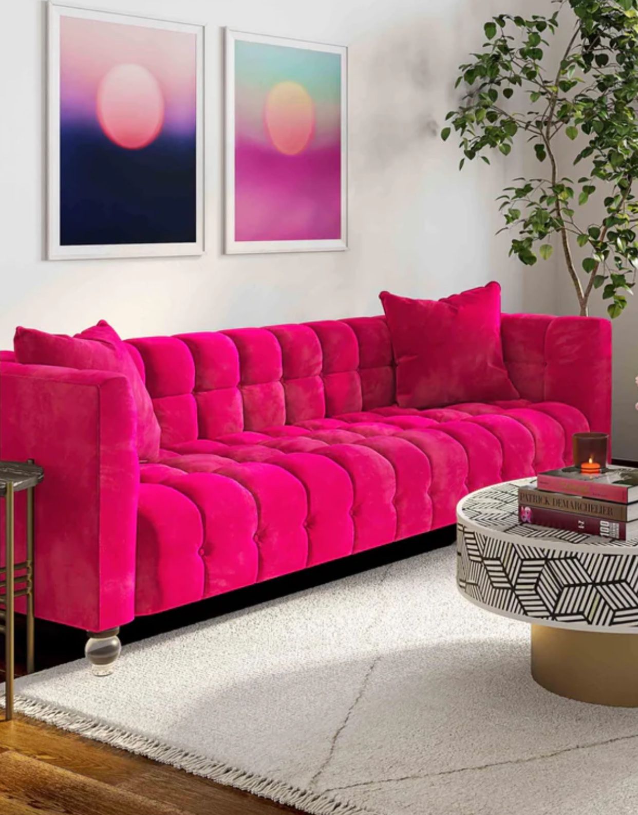 Hot Pink Velvet Sofa (t) $899 