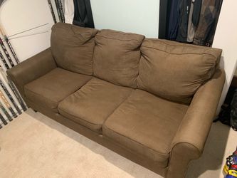 3-Seater Brown Pullout Couch with Mattress