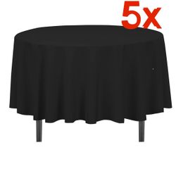 5 Pcs Black 90 inch  Round Polyester Table Cloth Tablecloth Table Cover Party Wedding Linen  Easy laundering in your home washing machine, Easy care -