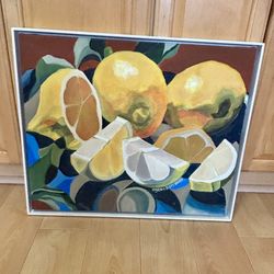 Lemon And Leaves Framed Painting