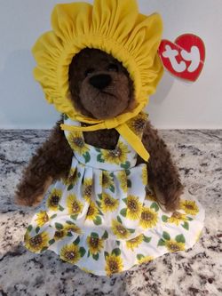 $15.00 - 1990's TY "You are My Sunshine" Collectible Bear!  Gorgeous SunFlower Bonnet & Dress!  Whimsical/Tag attached/Like New!