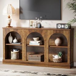 63" Console Table, Farmhouse Entryway Table with 3 Tier Storage