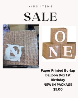 Burlap style number ONE boxes for birthday
