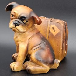 Antique Chalkware Dog With Suitcase Carnival Prize 1(contact info removed) Rare